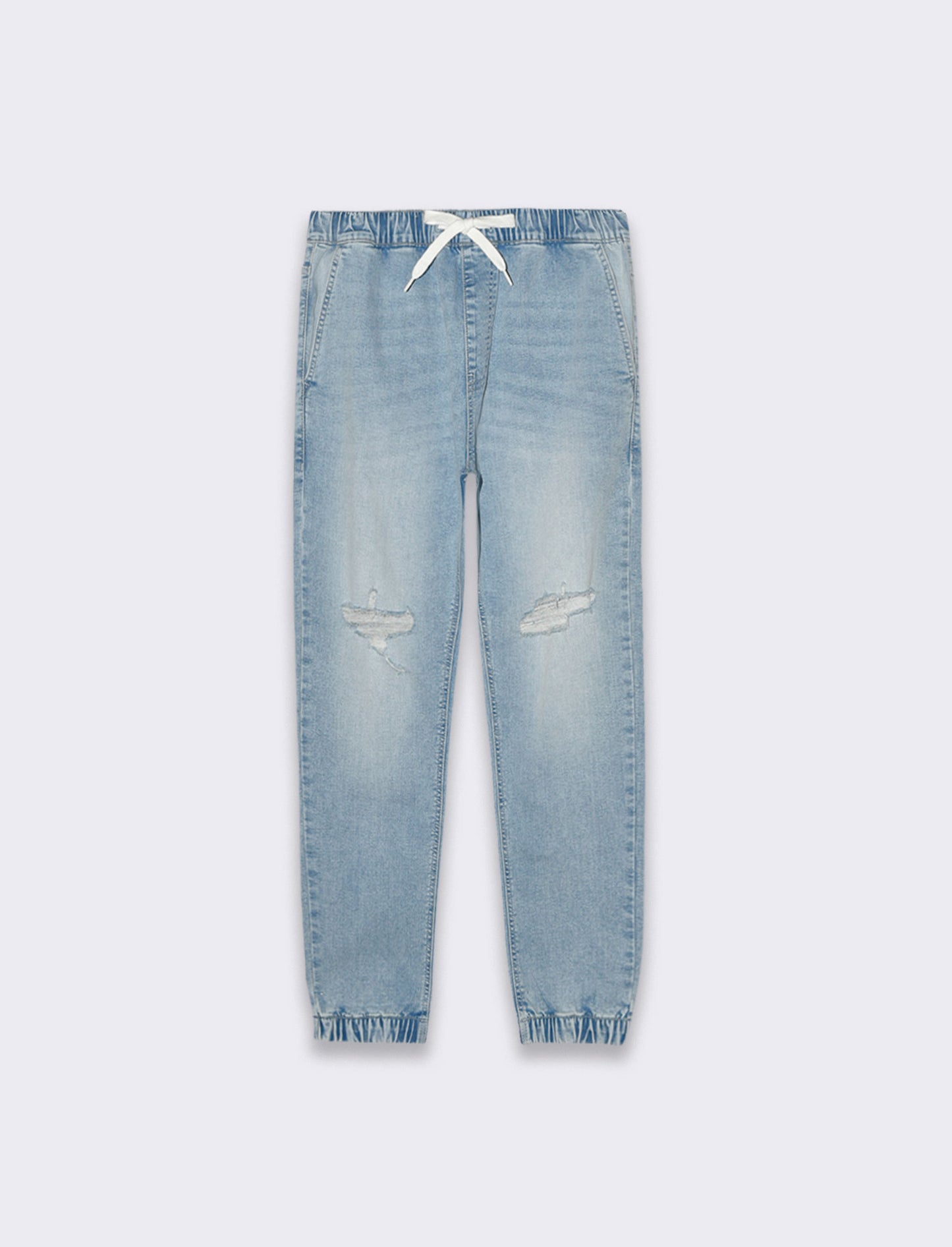 Jeans denim medio con vita jogger e strappi da uomo - Denim