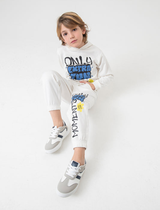 Pantaloni in cotone da bambino - Bianco latte