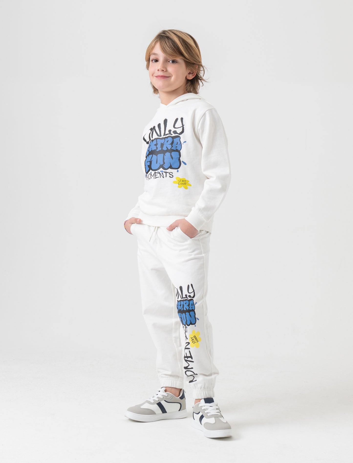 Pantaloni in cotone da bambino - Bianco latte