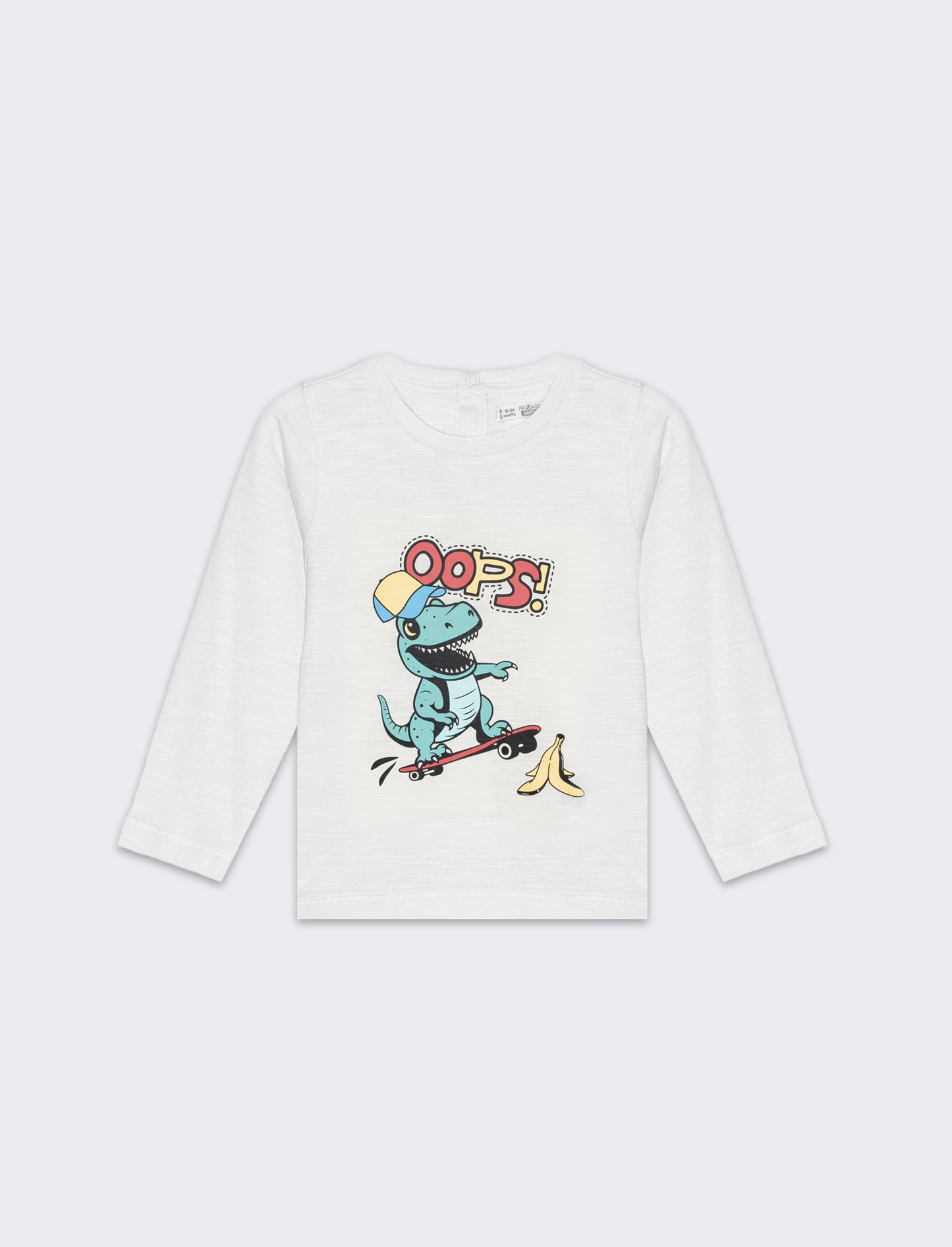 T-shirt girocollo stampata da neonato - Bianco latte