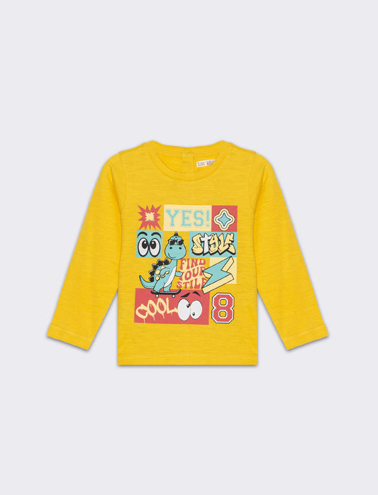 T-shirt girocollo stampata da neonato - Giallo