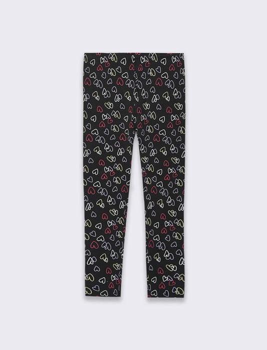 Leggings con stampa all over da bambina - Nero