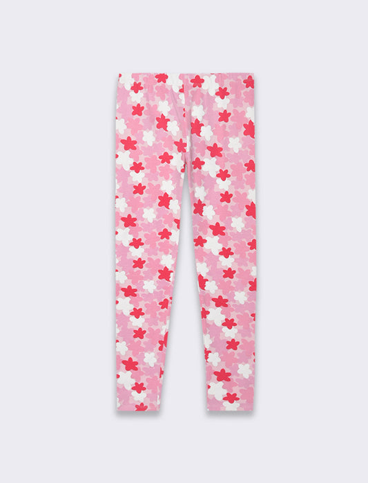 Leggings con stampa all over da bambina - Fuxia