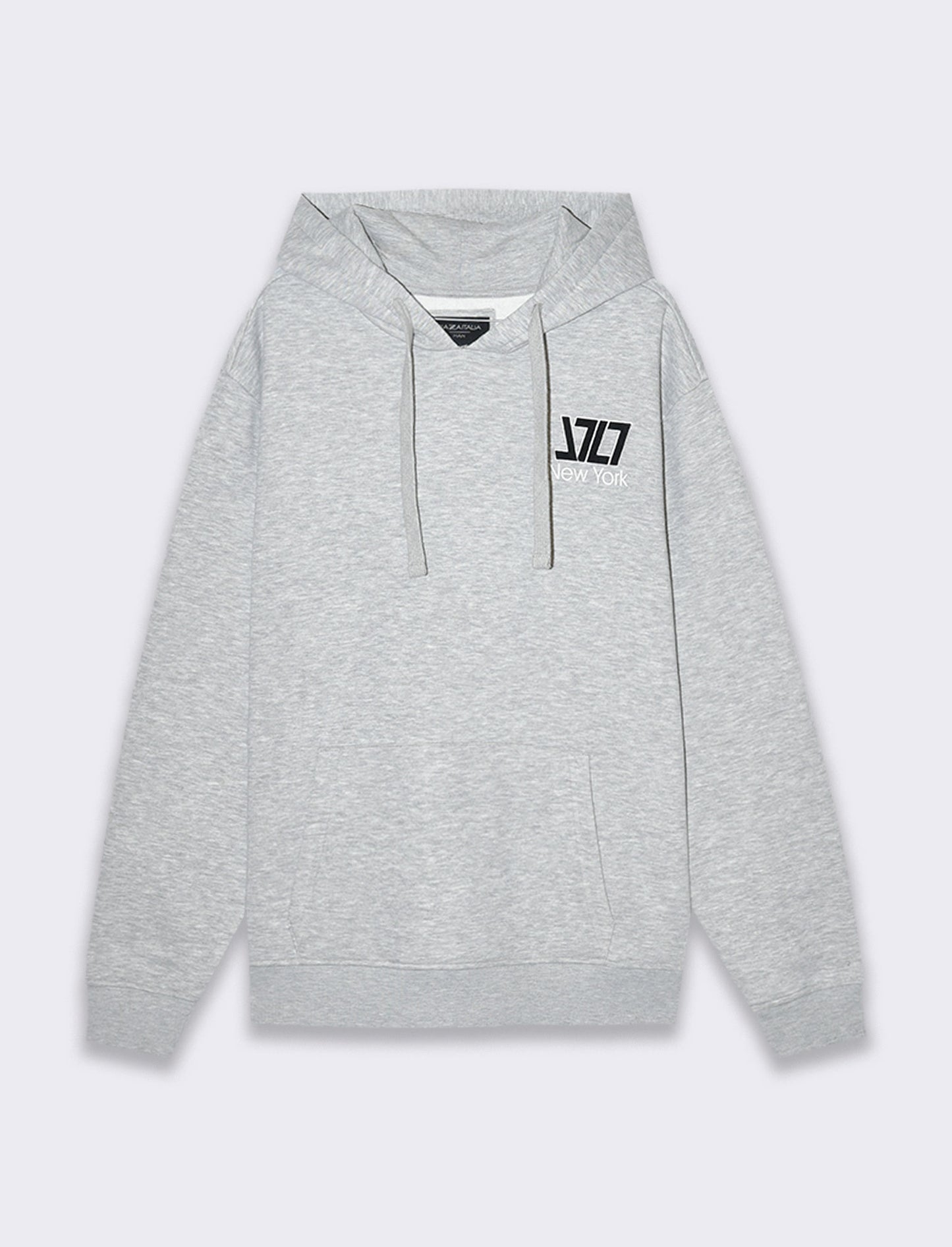 Man's printed hoodie with drawstring - Grey