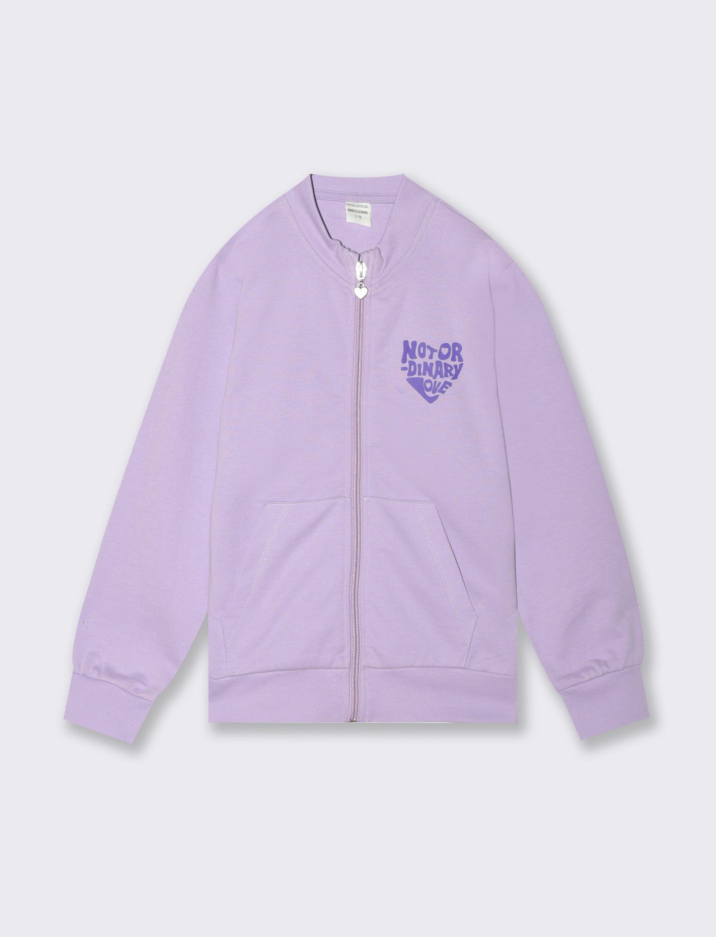 Felpa con zip senza cappuccio da bambina - Lilla
