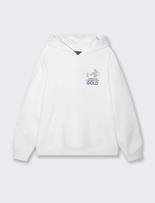 Felpa con stampe e cappuccio da uomo - Bianco