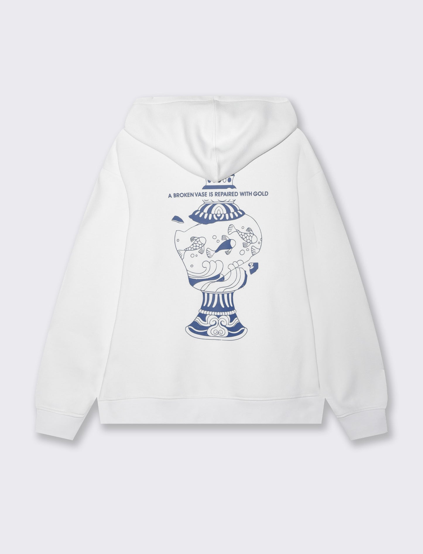 Man's printed hoodie with drawstring - White