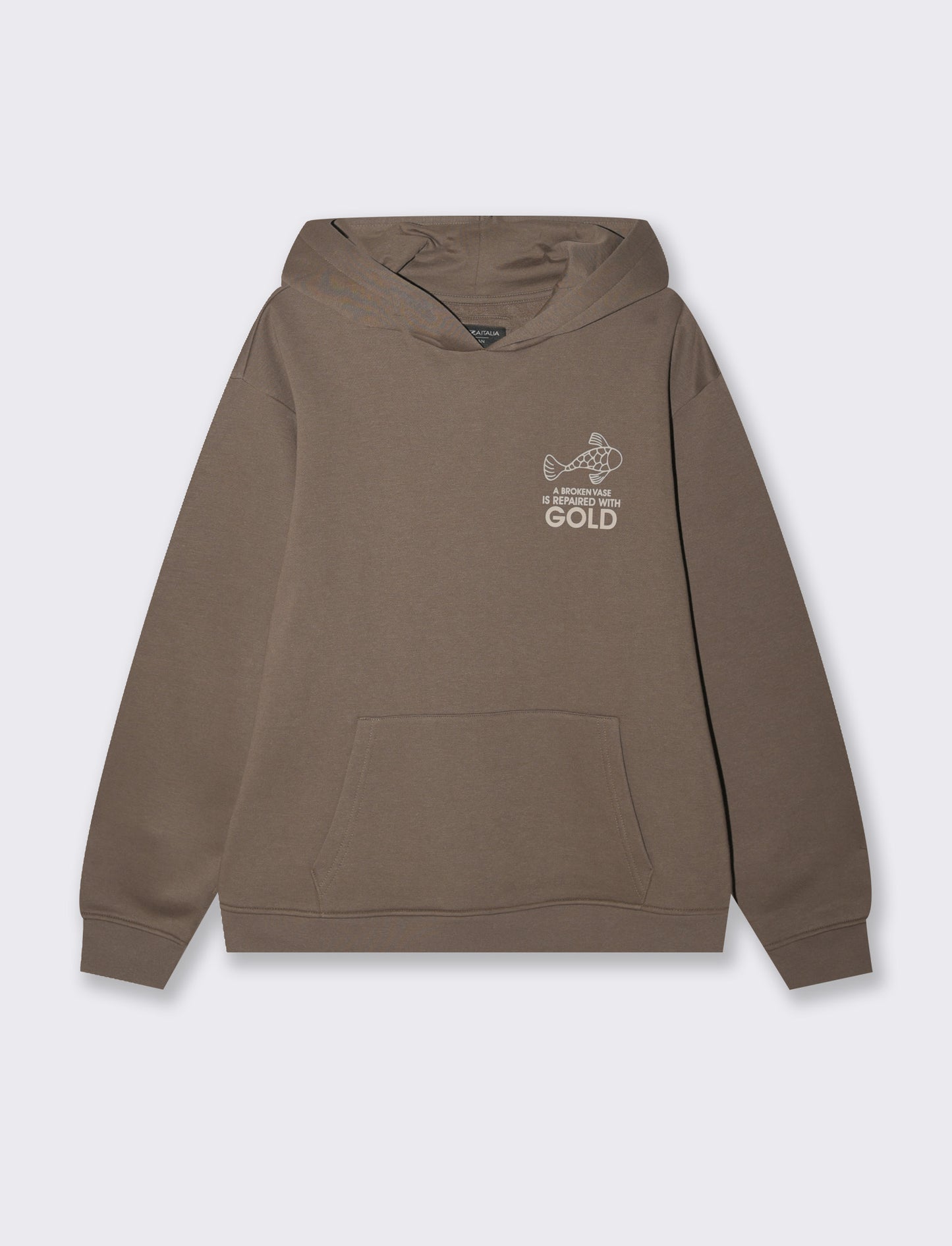 Felpa con stampe e cappuccio da uomo - Grigio fango