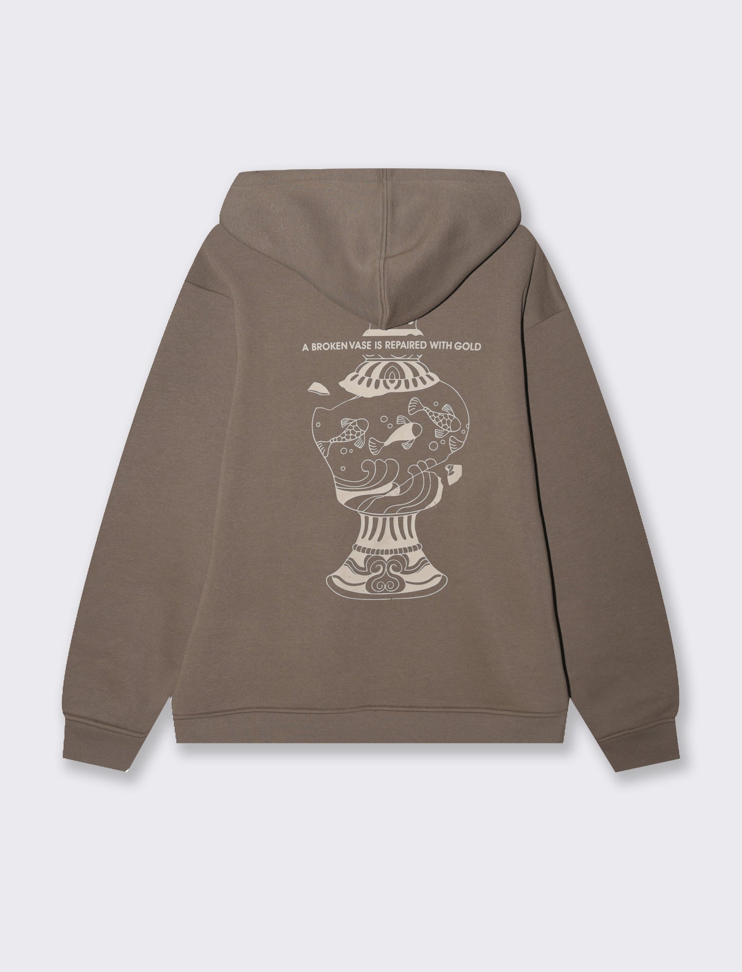 Felpa con stampe e cappuccio da uomo - Grigio fango