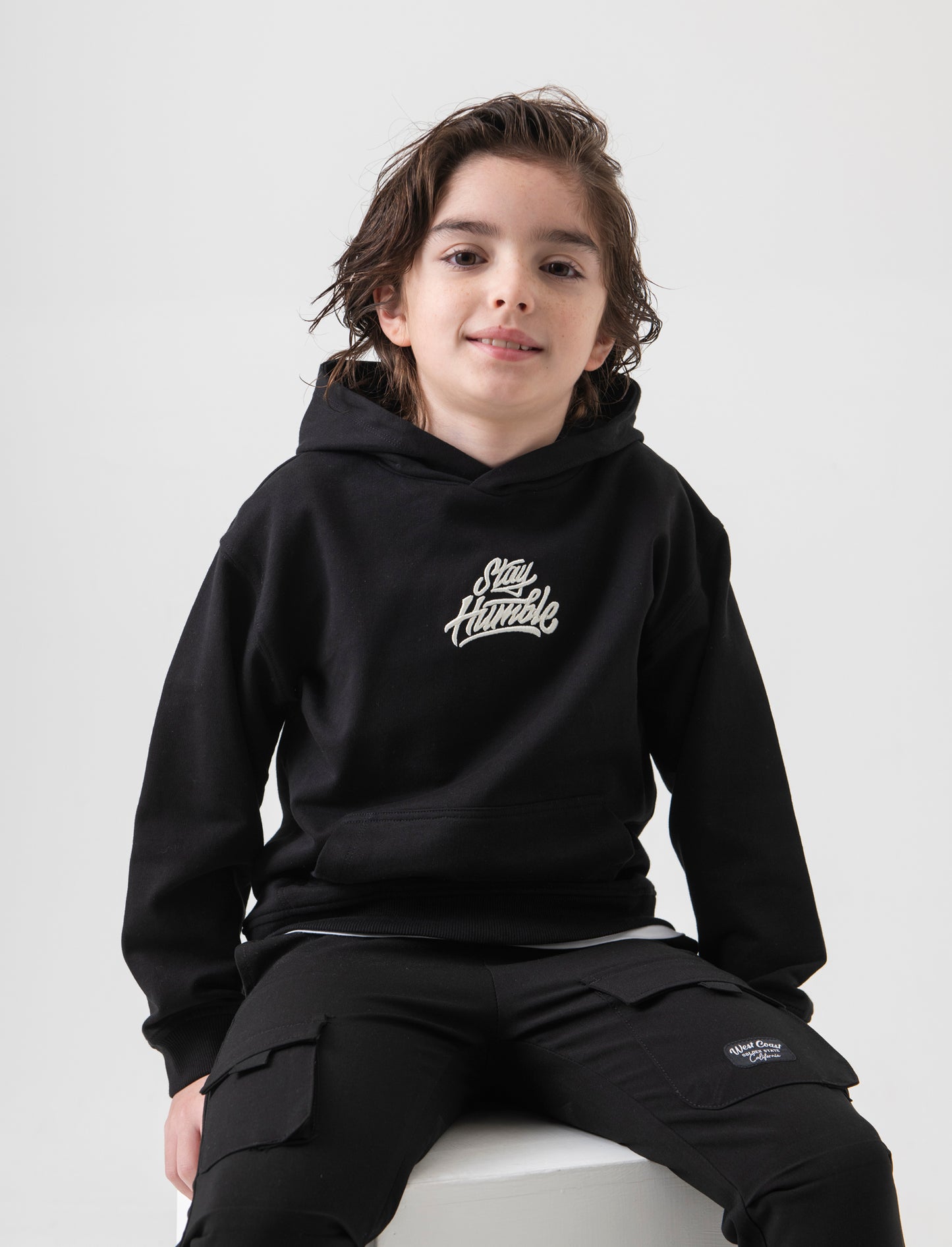 Felpa con cappuccio e stampa da bambino - Nero