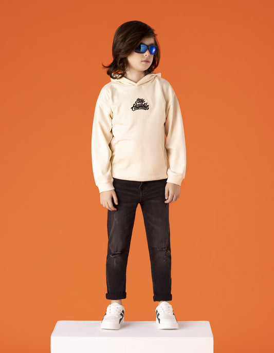 Felpa con cappuccio e stampa da bambino - Beige