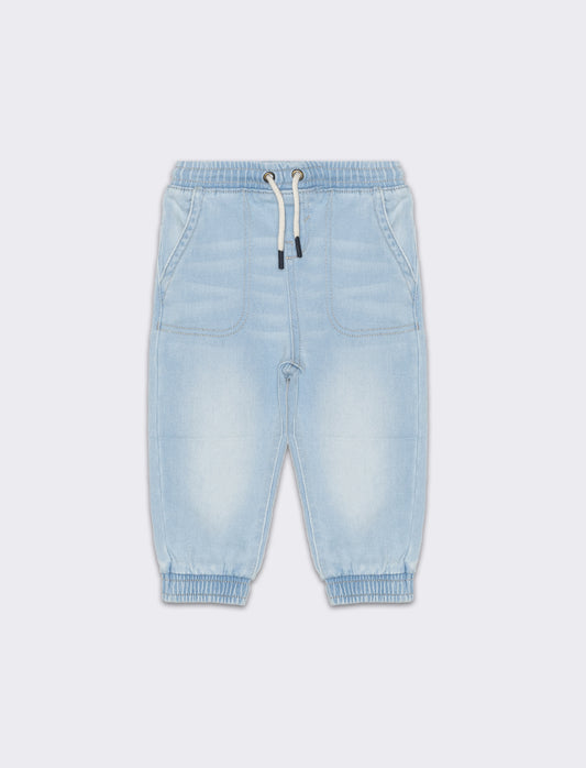 Pantaloni con tasche impunturate da neonato - Denim chiaro