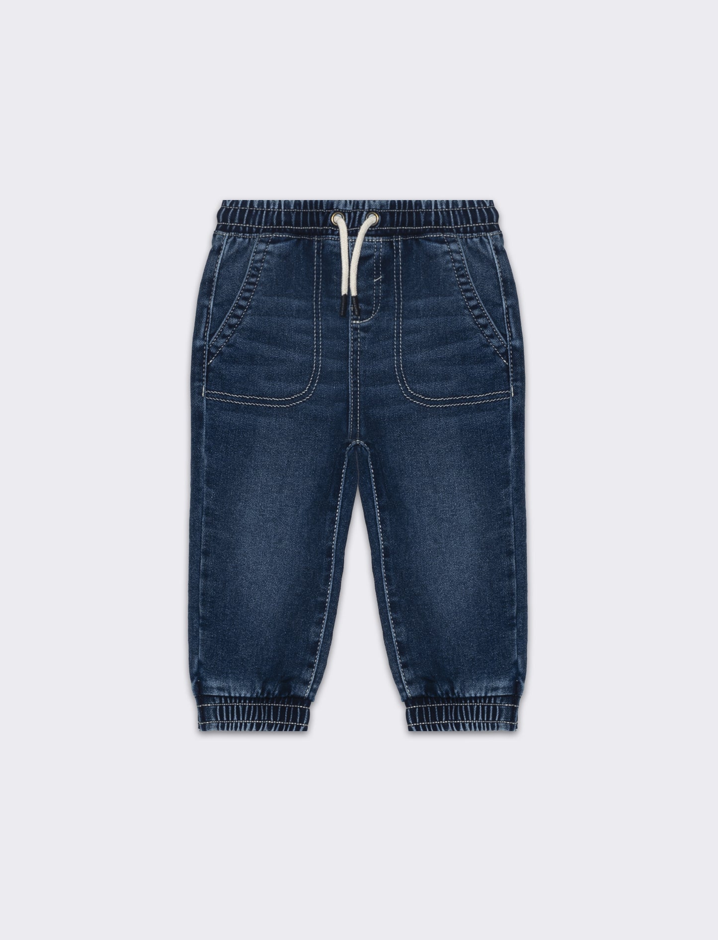 Pantaloni con tasche impunturate da neonato - Denim