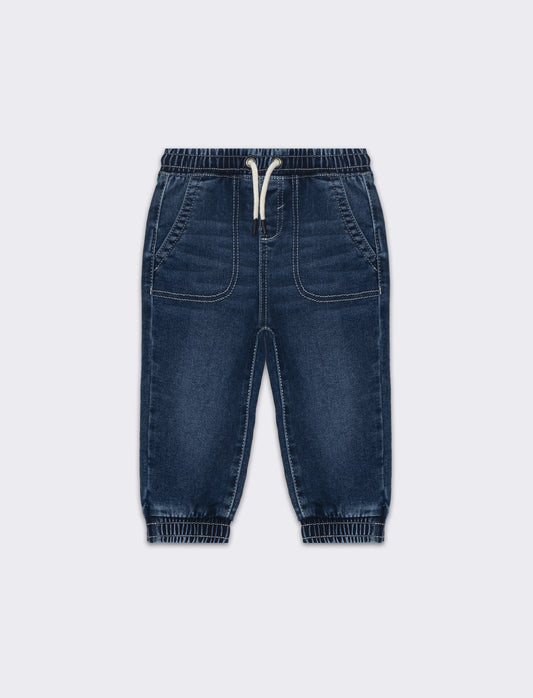 Pantaloni con tasche impunturate da neonato - Denim