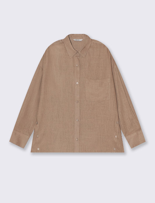 Camicia con bottoni al fondo da donna - Caramello