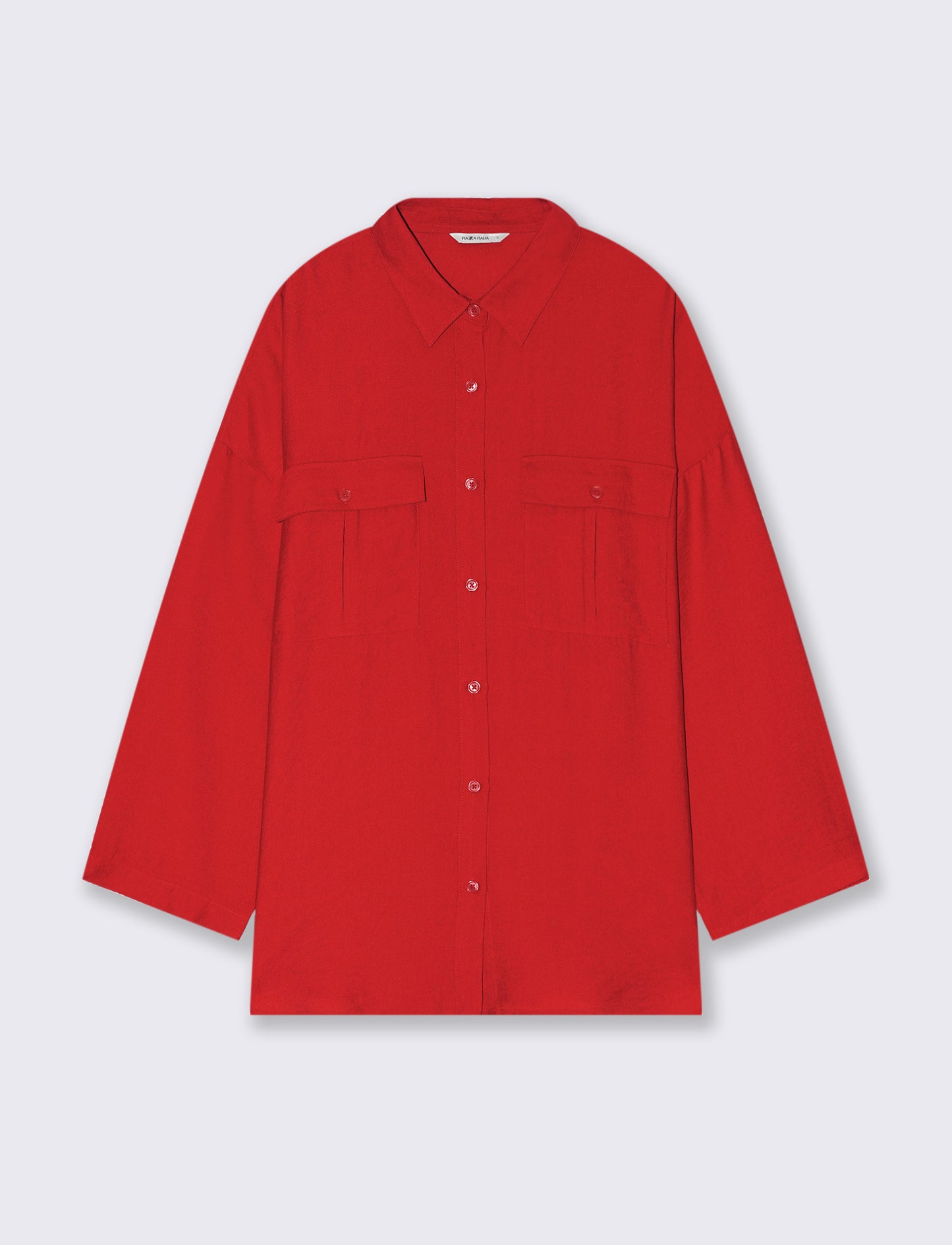 Camicia con tasche sul petto da donna - Rosso scarlatto