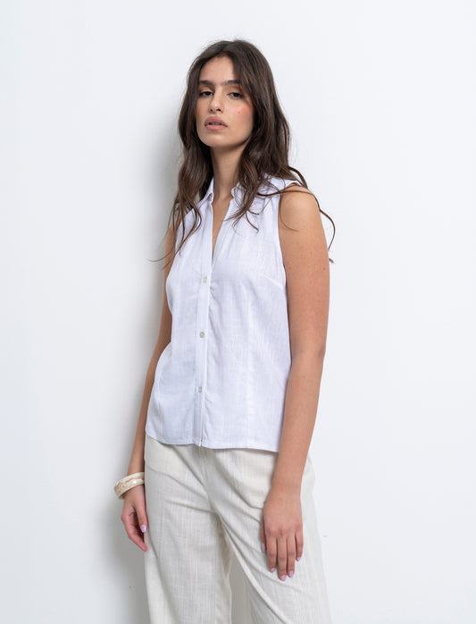 Woman's sleeveless shirt for stylish comfort - White