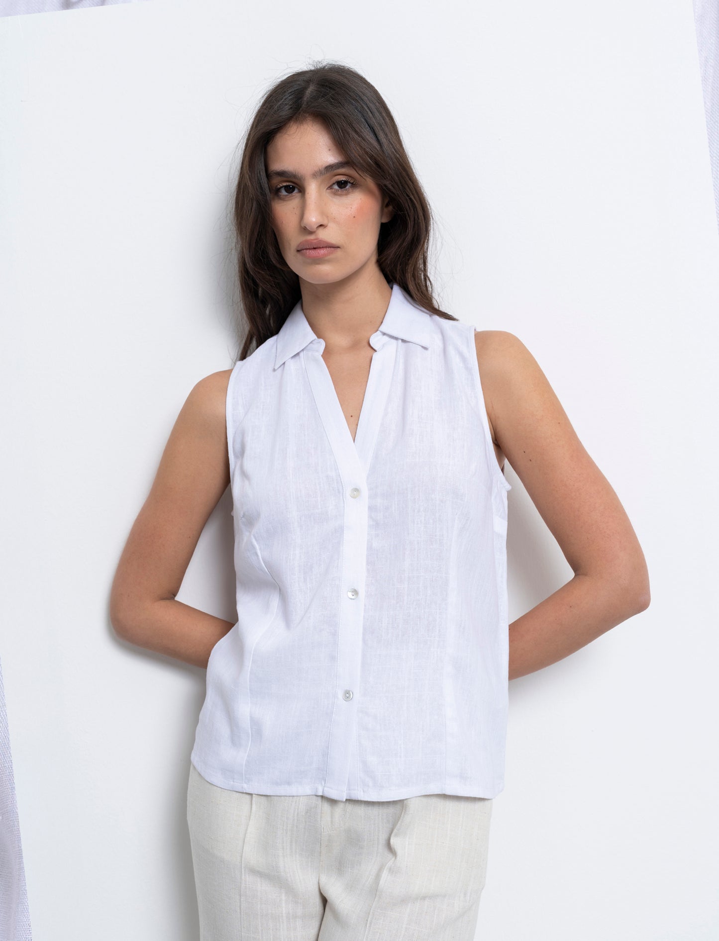 Camicia giromanica da donna - Bianco