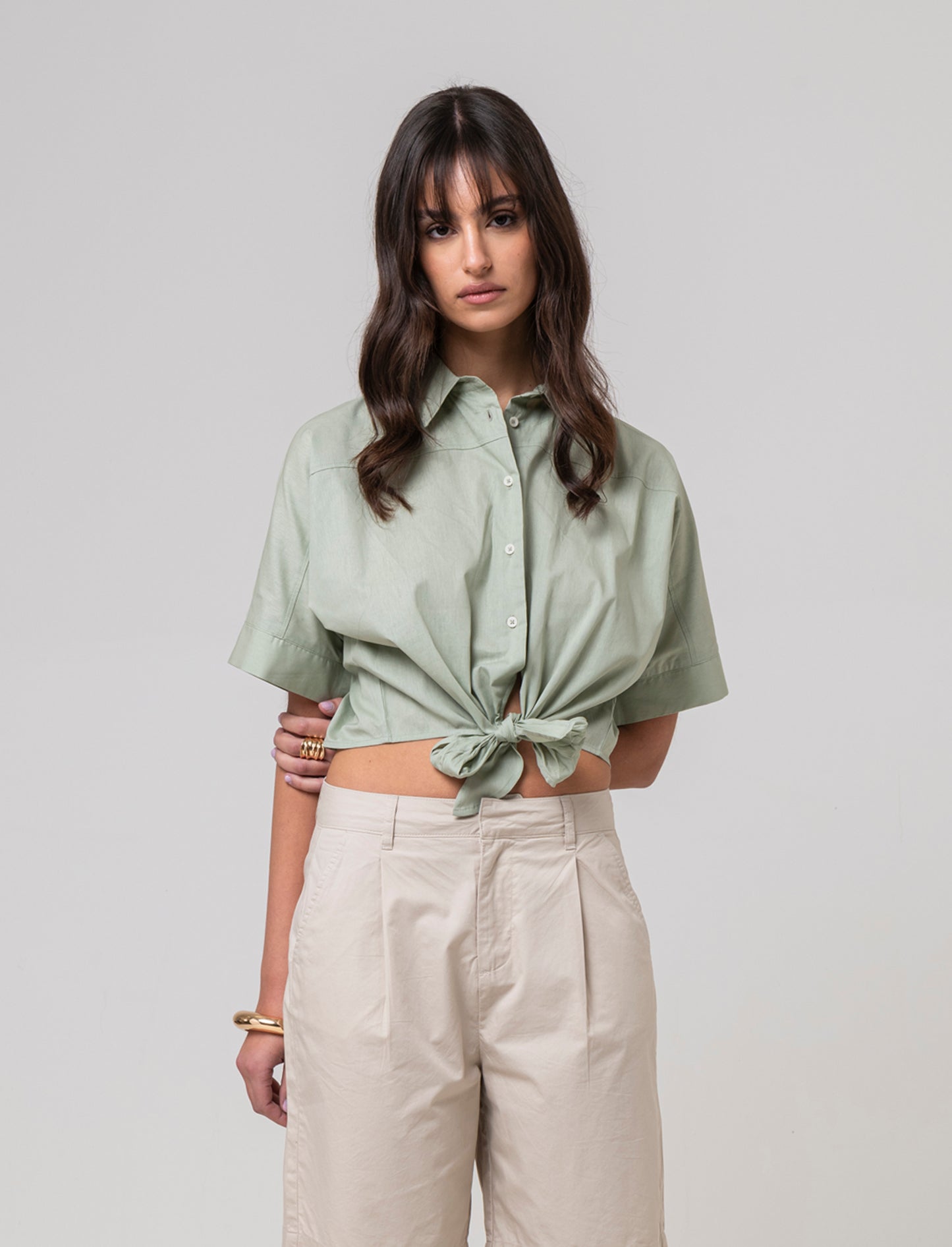 Woman's knot front shirt - Green