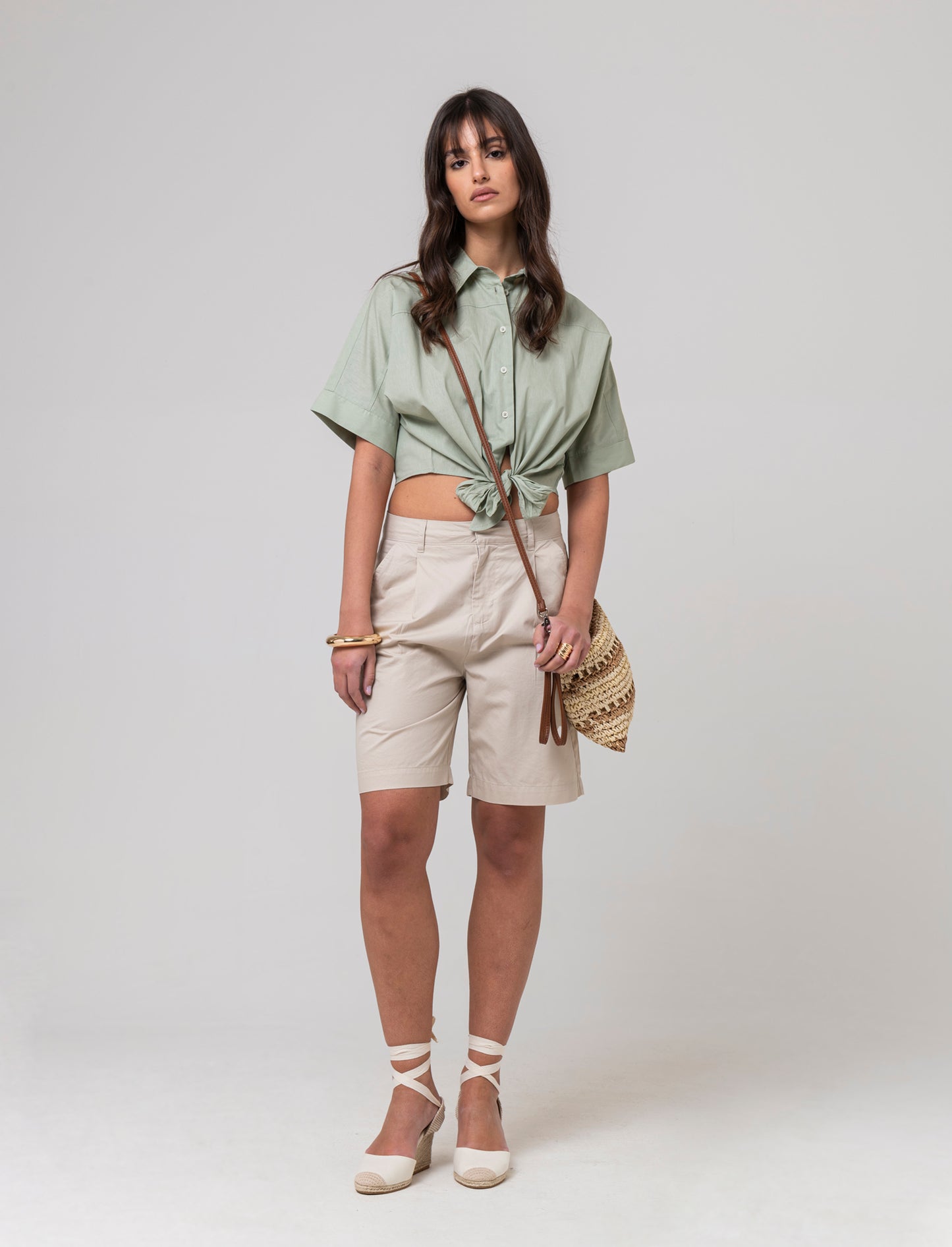 Woman's knot front shirt - Green