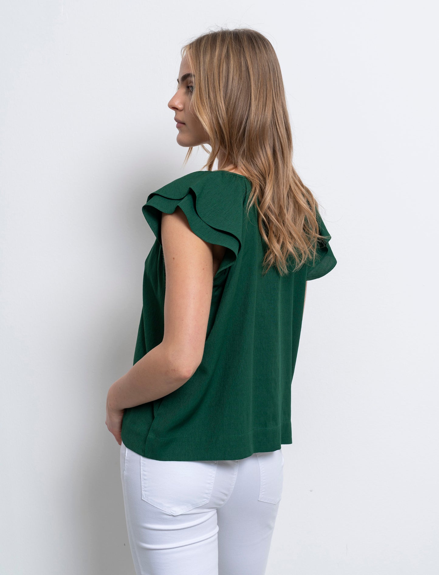 Camicia con volant da donna - Verde