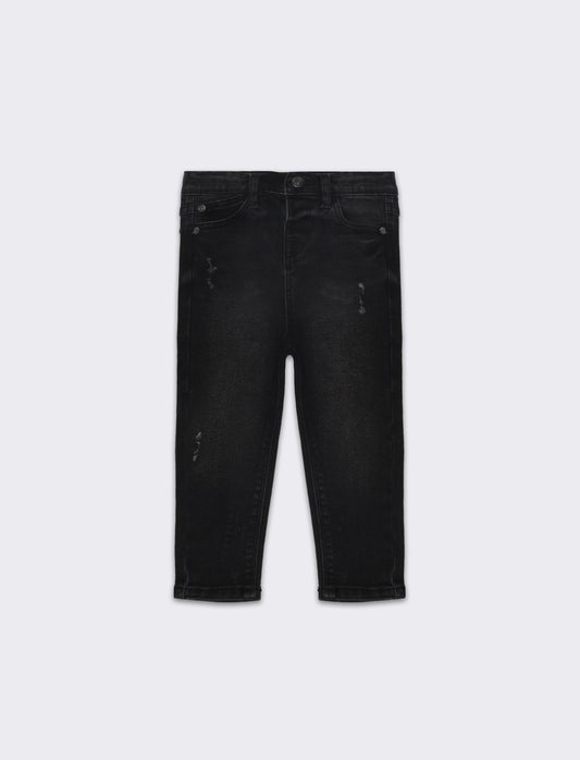 Jeans regular fit con rotture da neonato - Nero