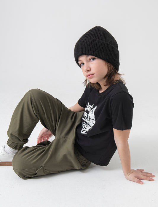 T-shirt con stampa da bambino - Nero