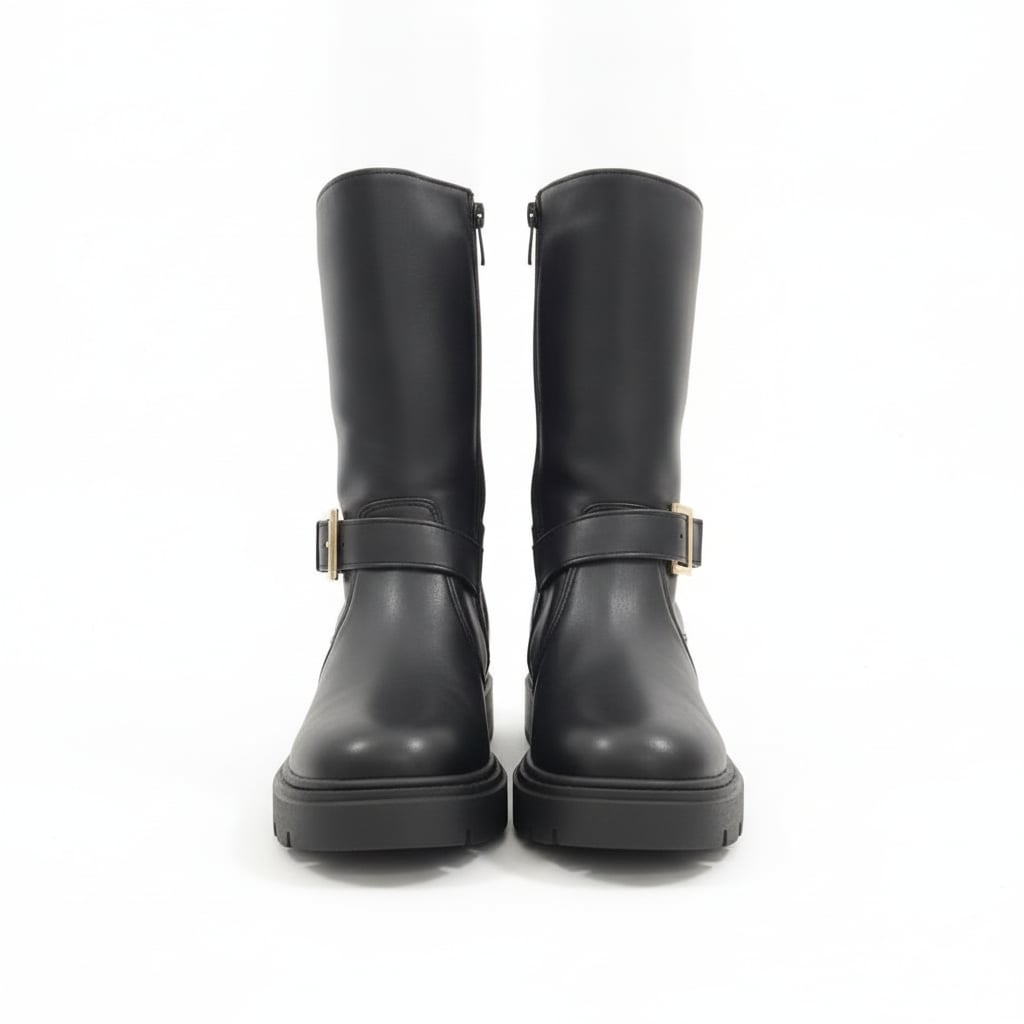 Black Buckle Boot for Girl - Black