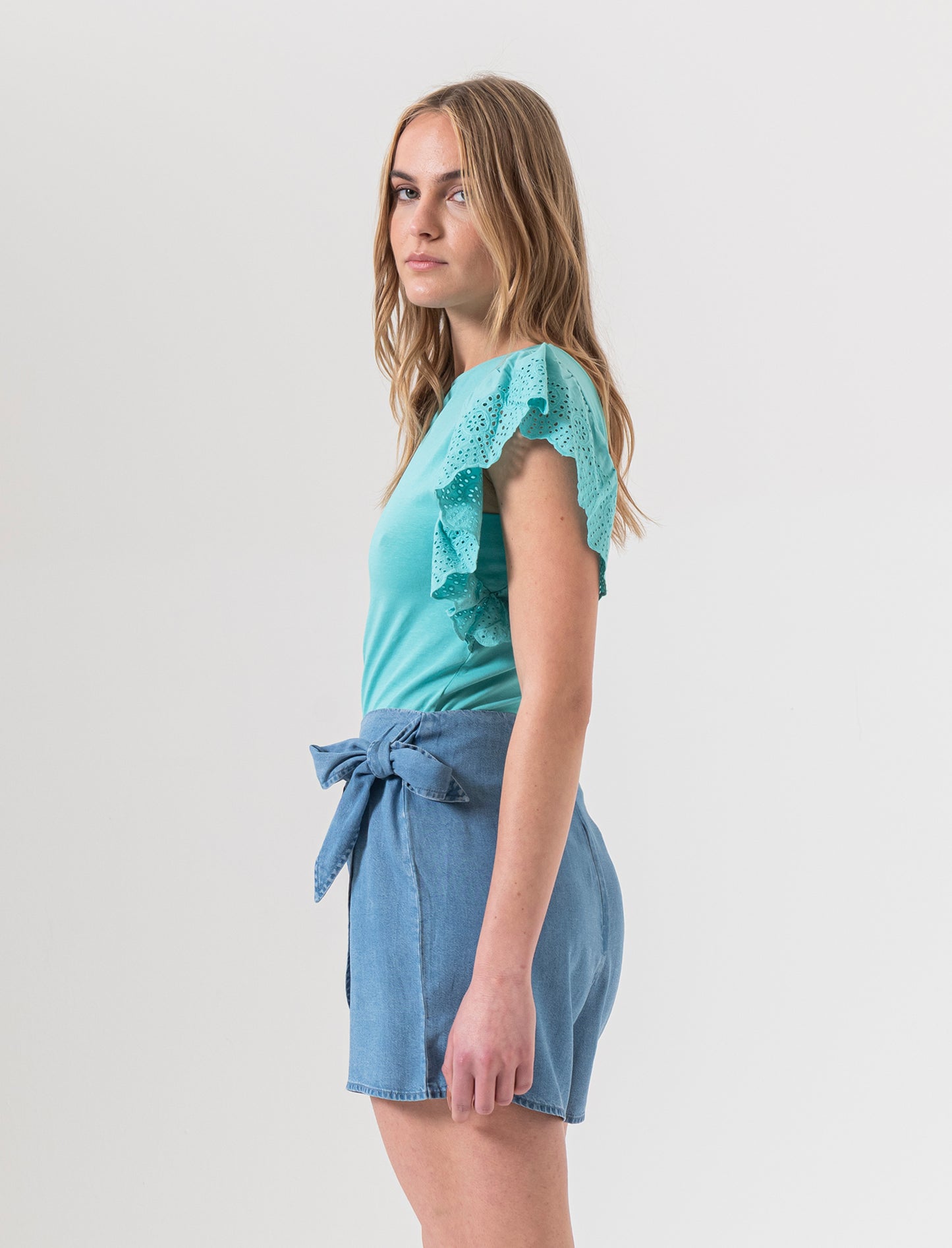 Short con fiocco da donna - Denim