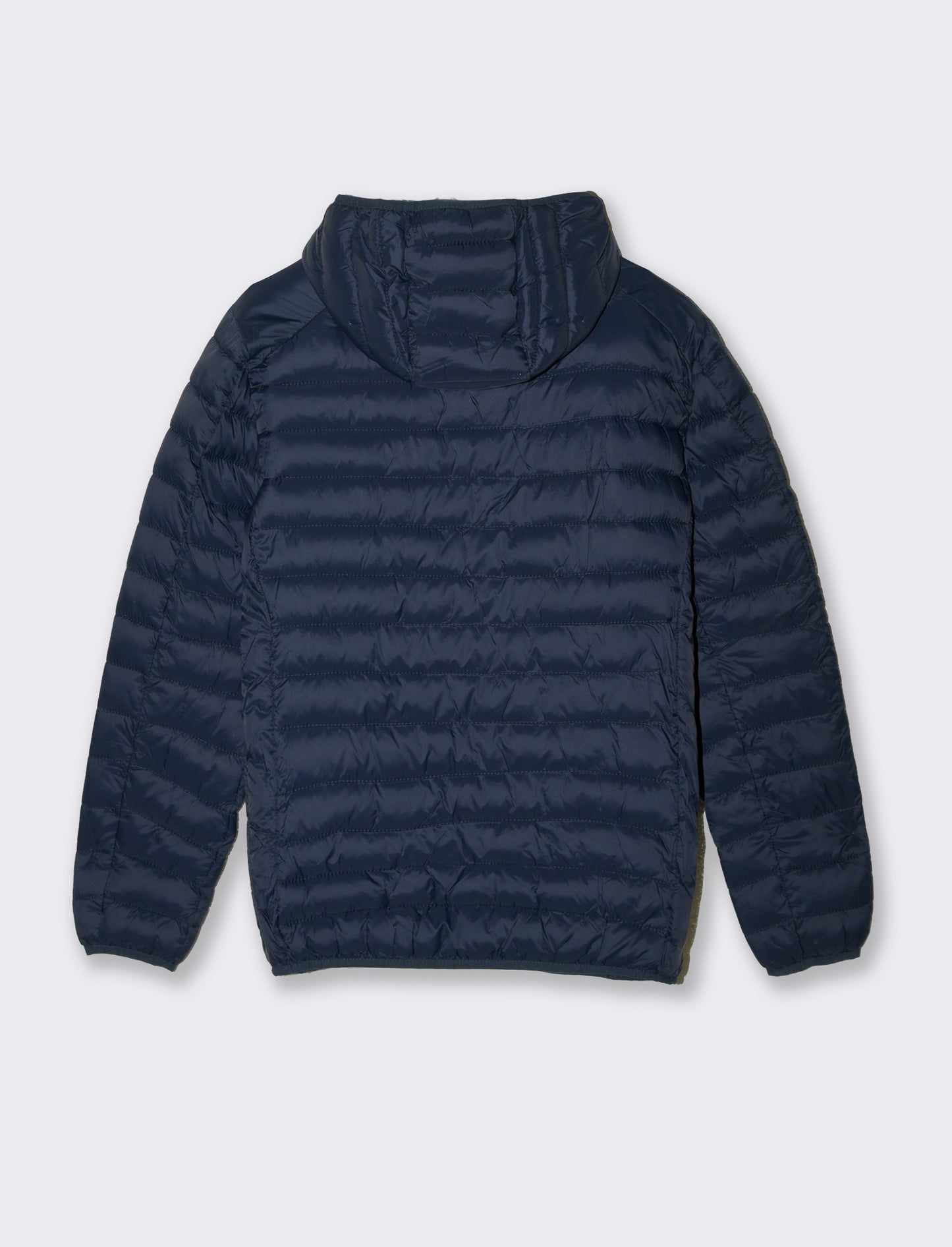 Men's Padded Nylon Jacket with Hood and Zipper - Blue