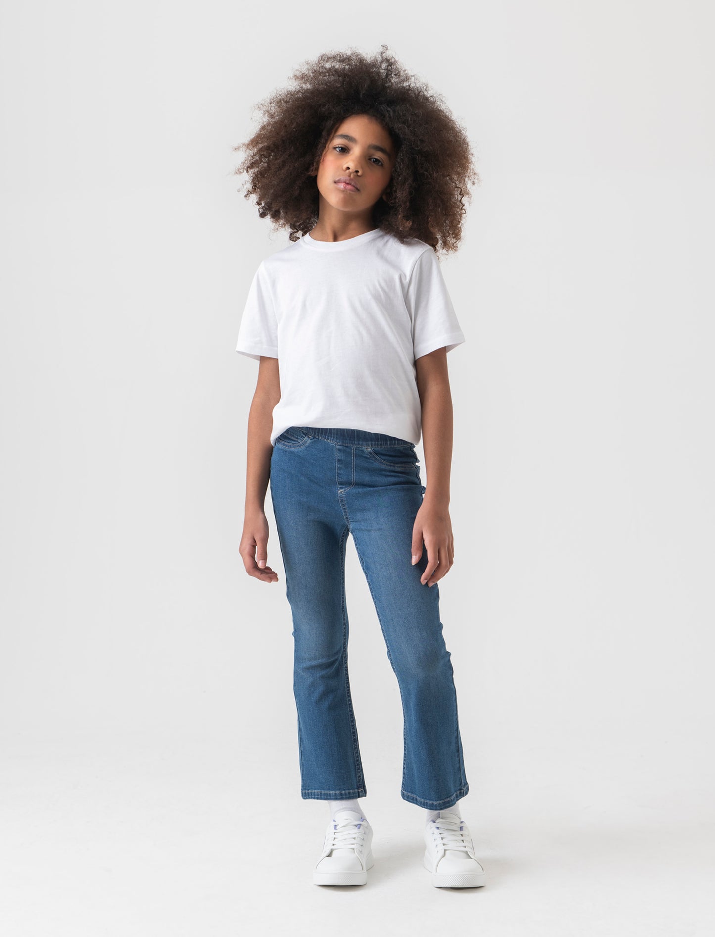 Leggings flare fit in denim elastico da bambina - Denim