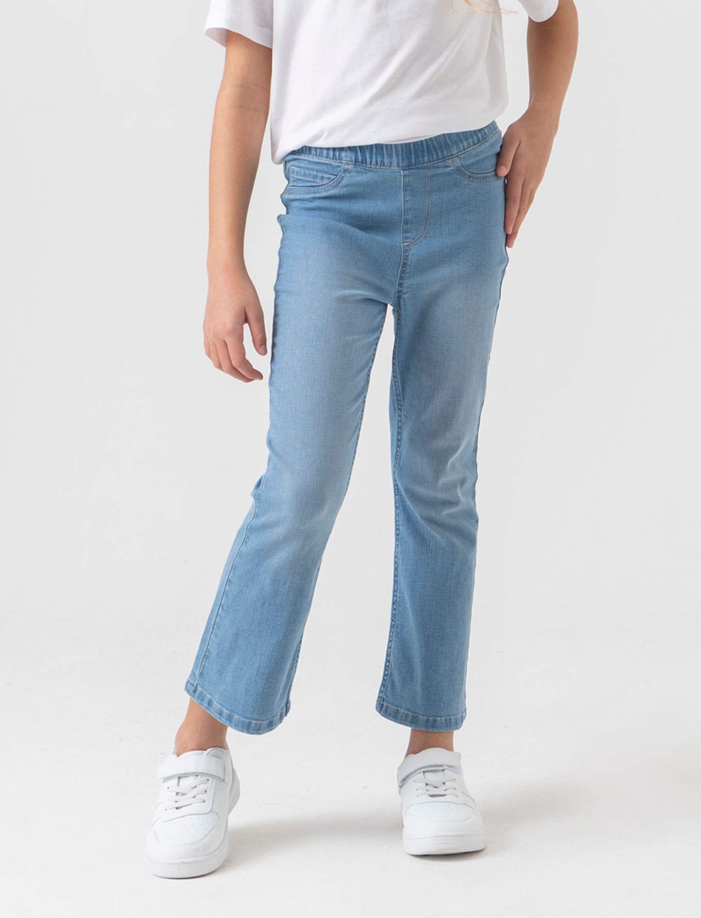 Leggings flare fit in denim elastico da bambina - Denim chiaro