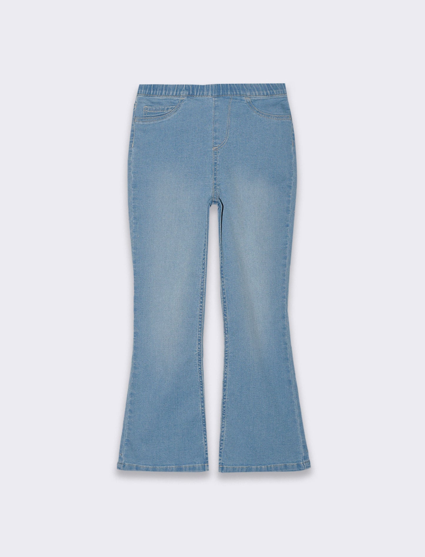 Leggings flare fit in denim elastico da bambina - Denim chiaro