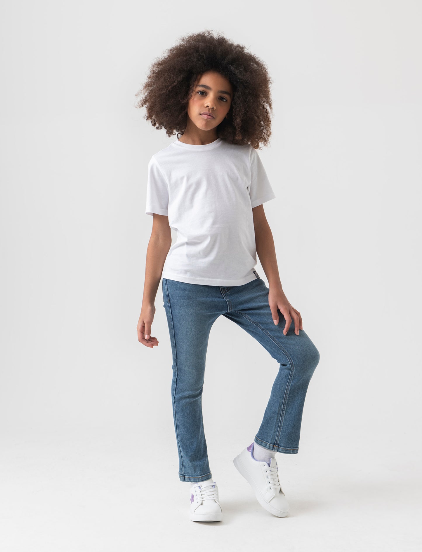 Denim elastico modello a zampa da bambina - Denim