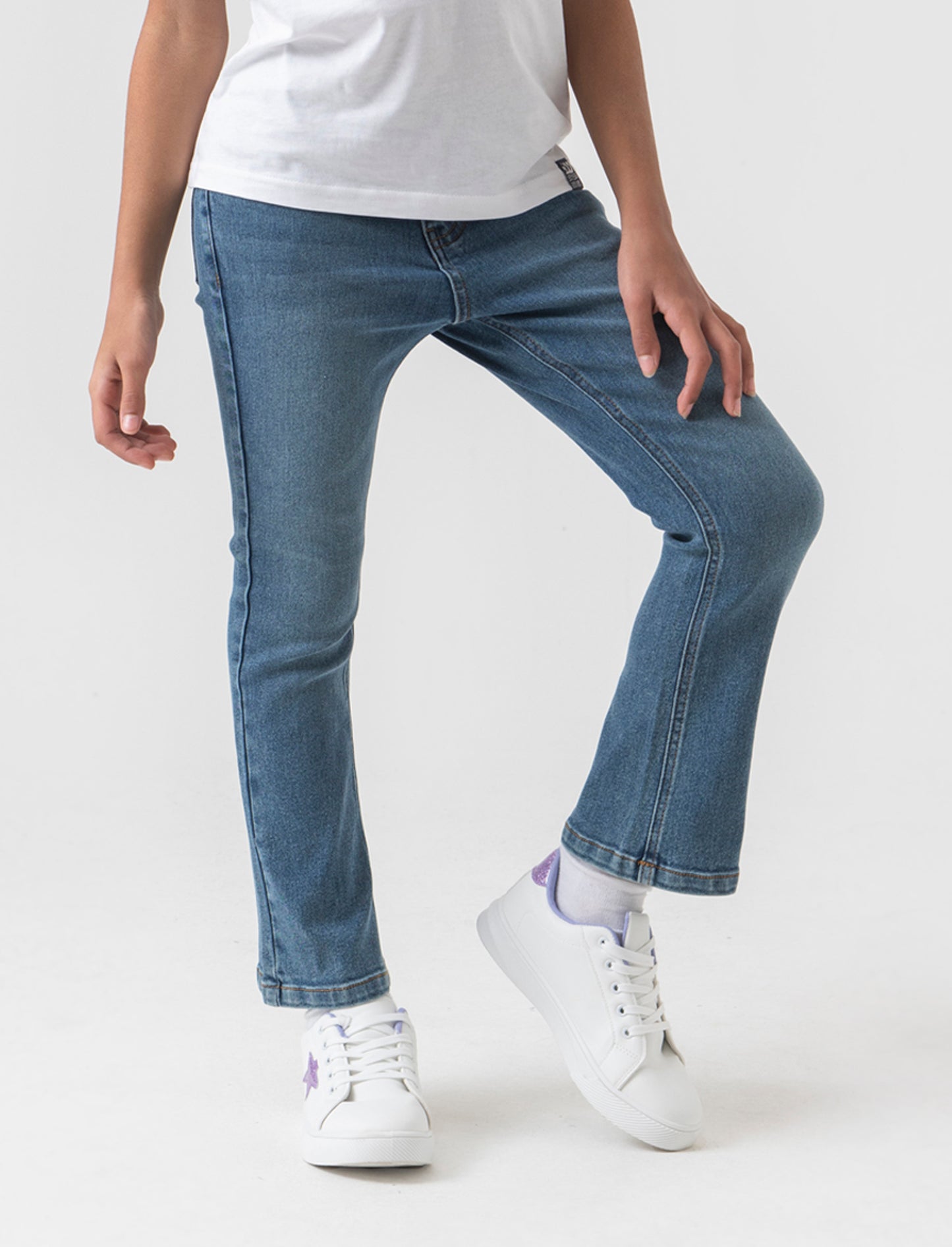 Denim elastico modello a zampa da bambina - Denim