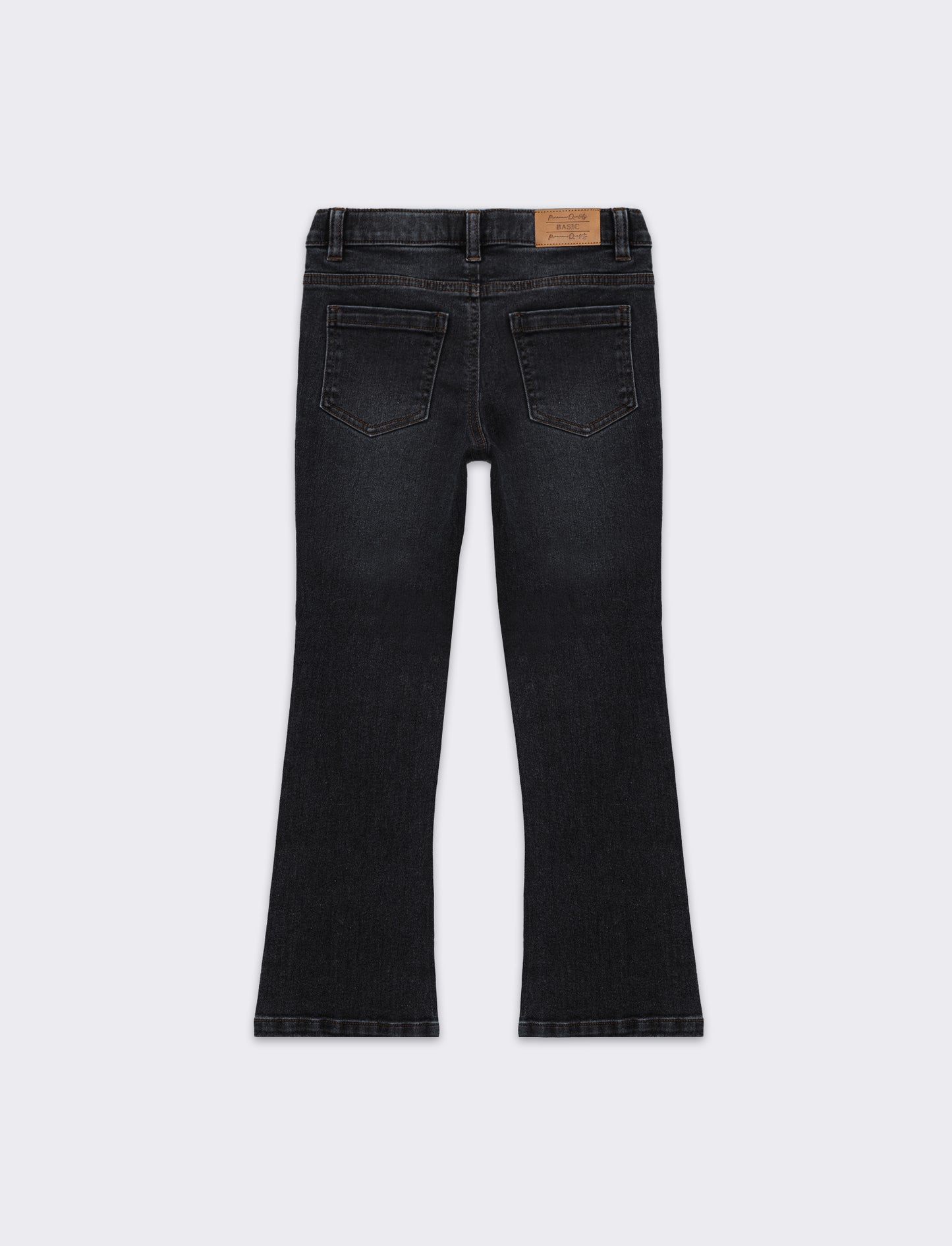 Denim elastico modello a zampa da bambina - Nero