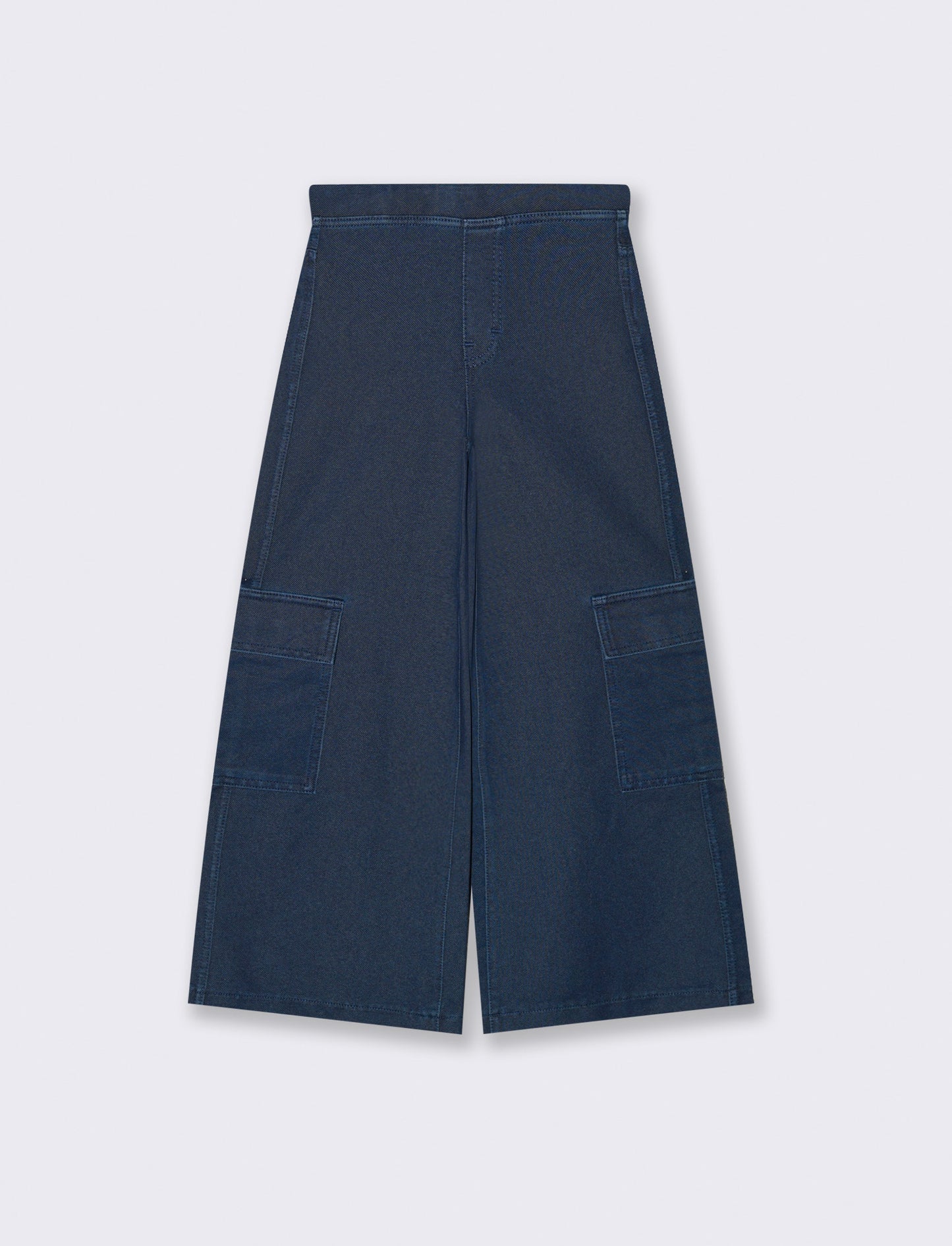 Pantaloni cargo gamba larga effetto denim da bambina - Denim