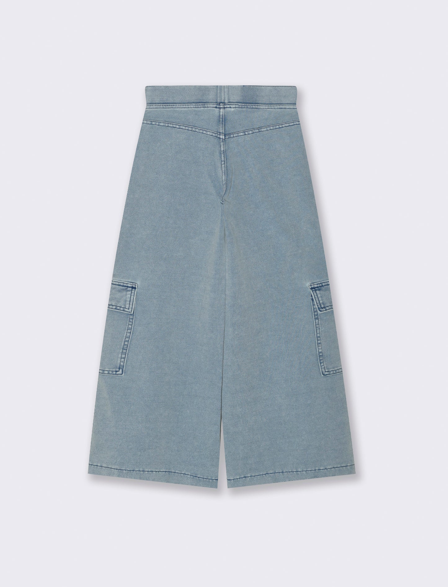 Pantaloni cargo gamba larga effetto denim da bambina - Denim chiaro