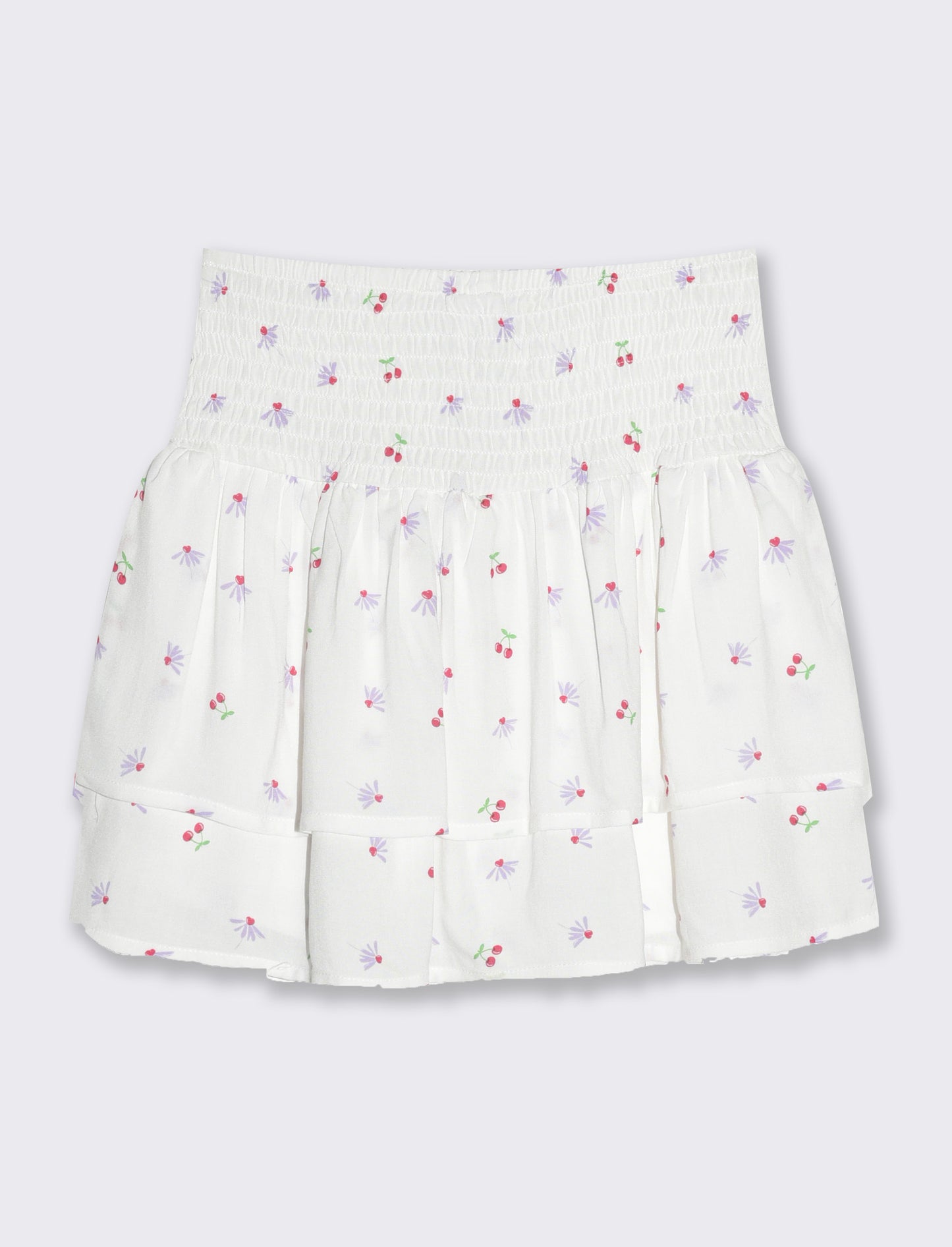 Short finta gonna in viscosa stampata da bambina - Bianco latte