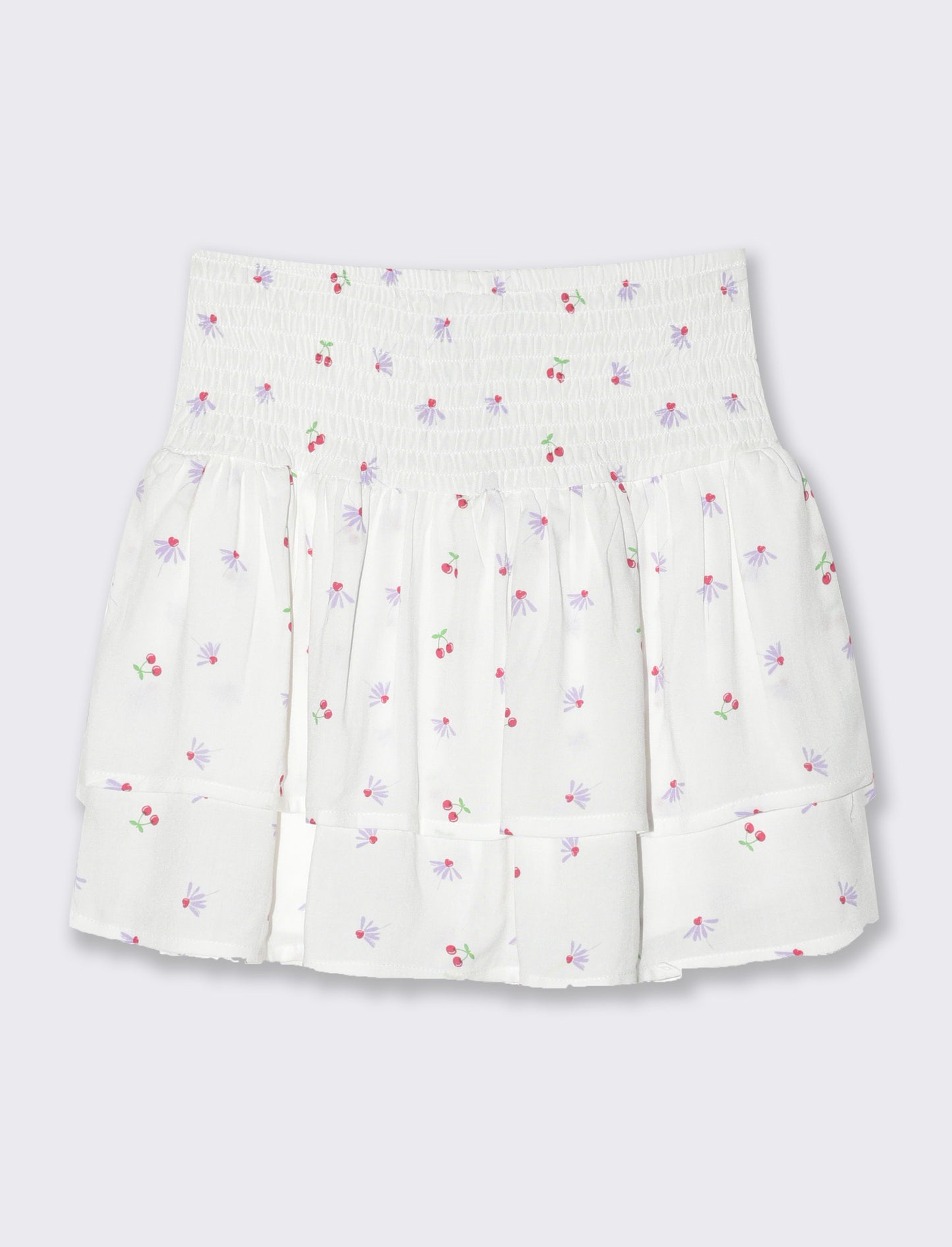 Short finta gonna in viscosa stampata da bambina - Bianco latte