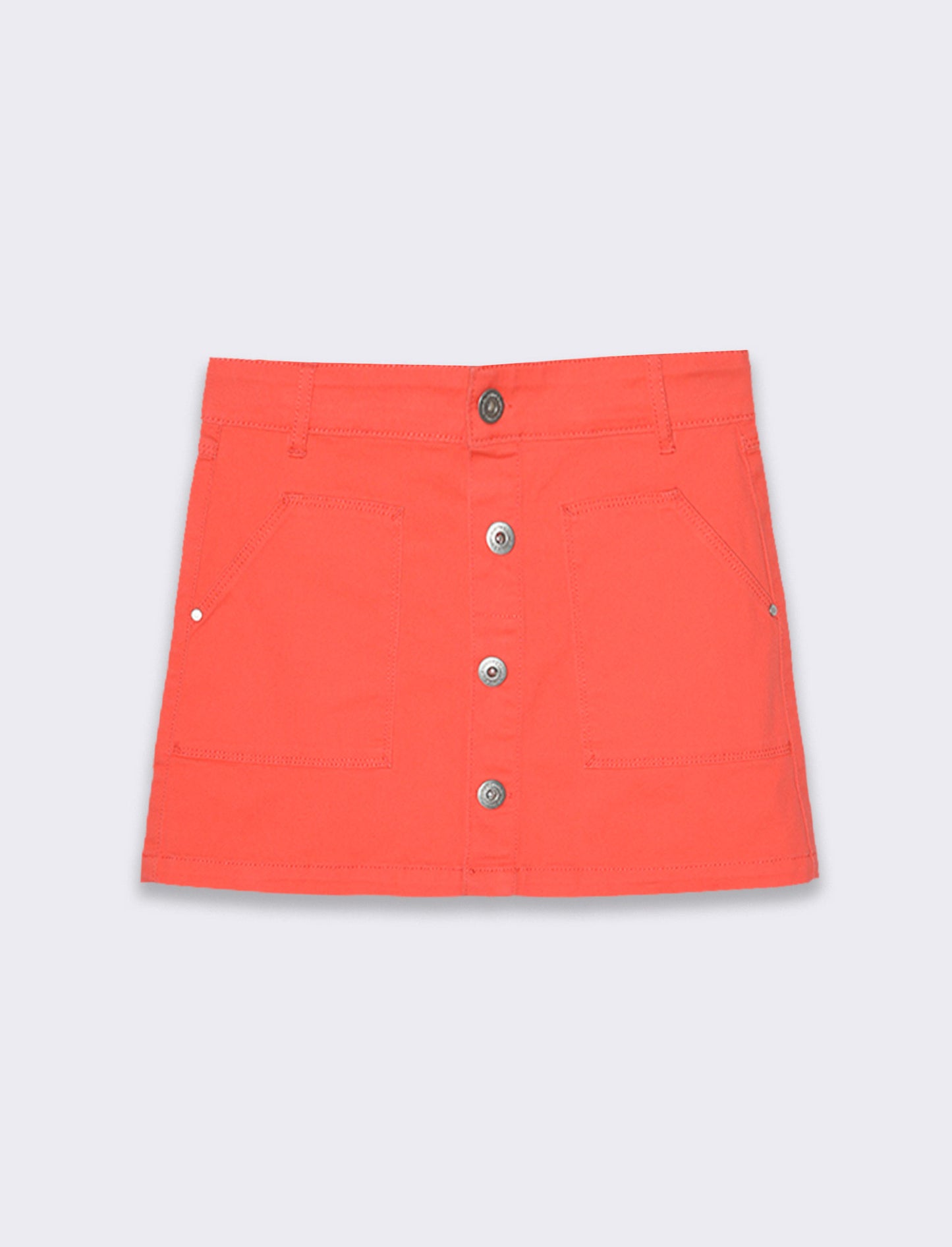 Gonna in twill di cotone elastico da bambina - Corallo