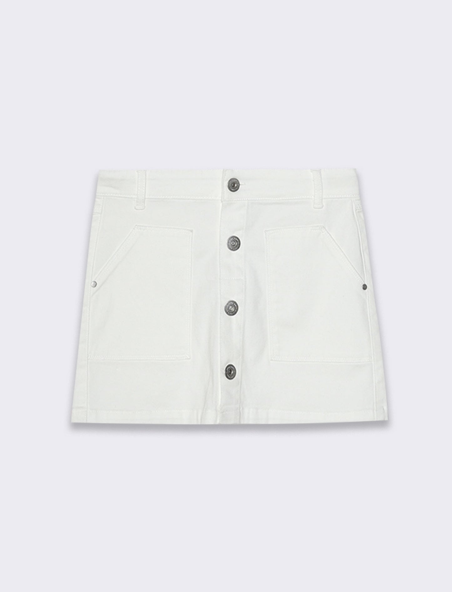 Gonna in twill di cotone elastico da bambina - Bianco