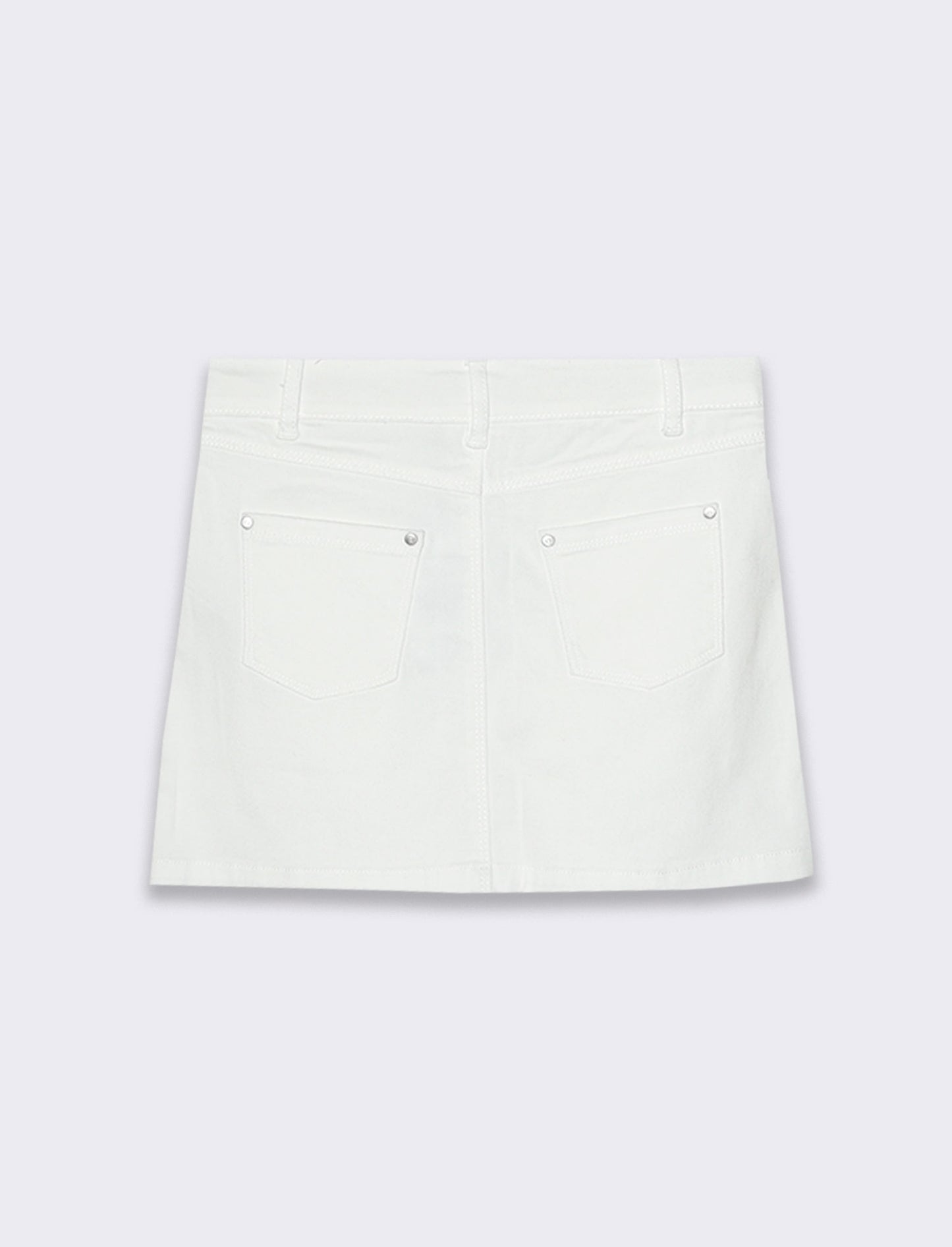 Gonna in twill di cotone elastico da bambina - Bianco