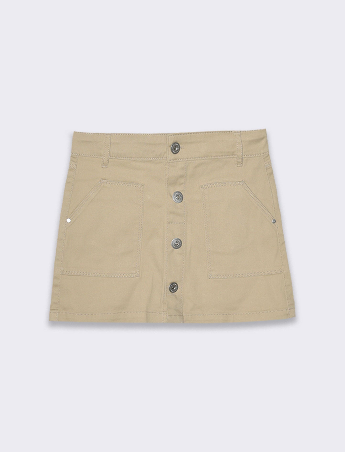 Gonna in twill di cotone elastico da bambina - Beige