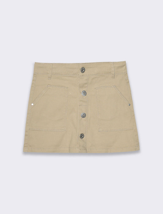 Gonna in twill di cotone elastico da bambina - Beige