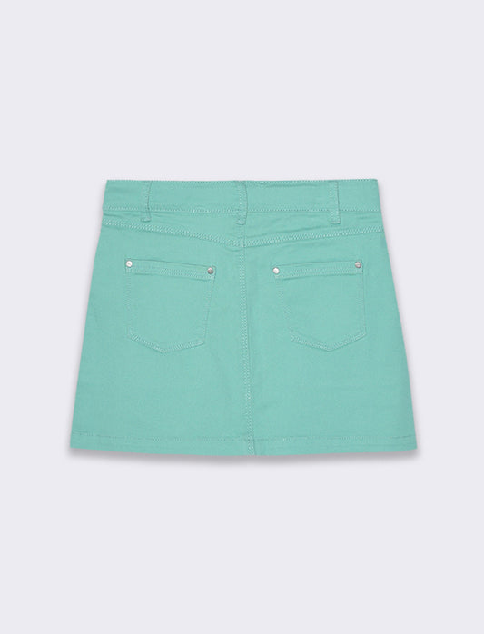 Gonna in twill di cotone elastico da bambina - Verde acqua