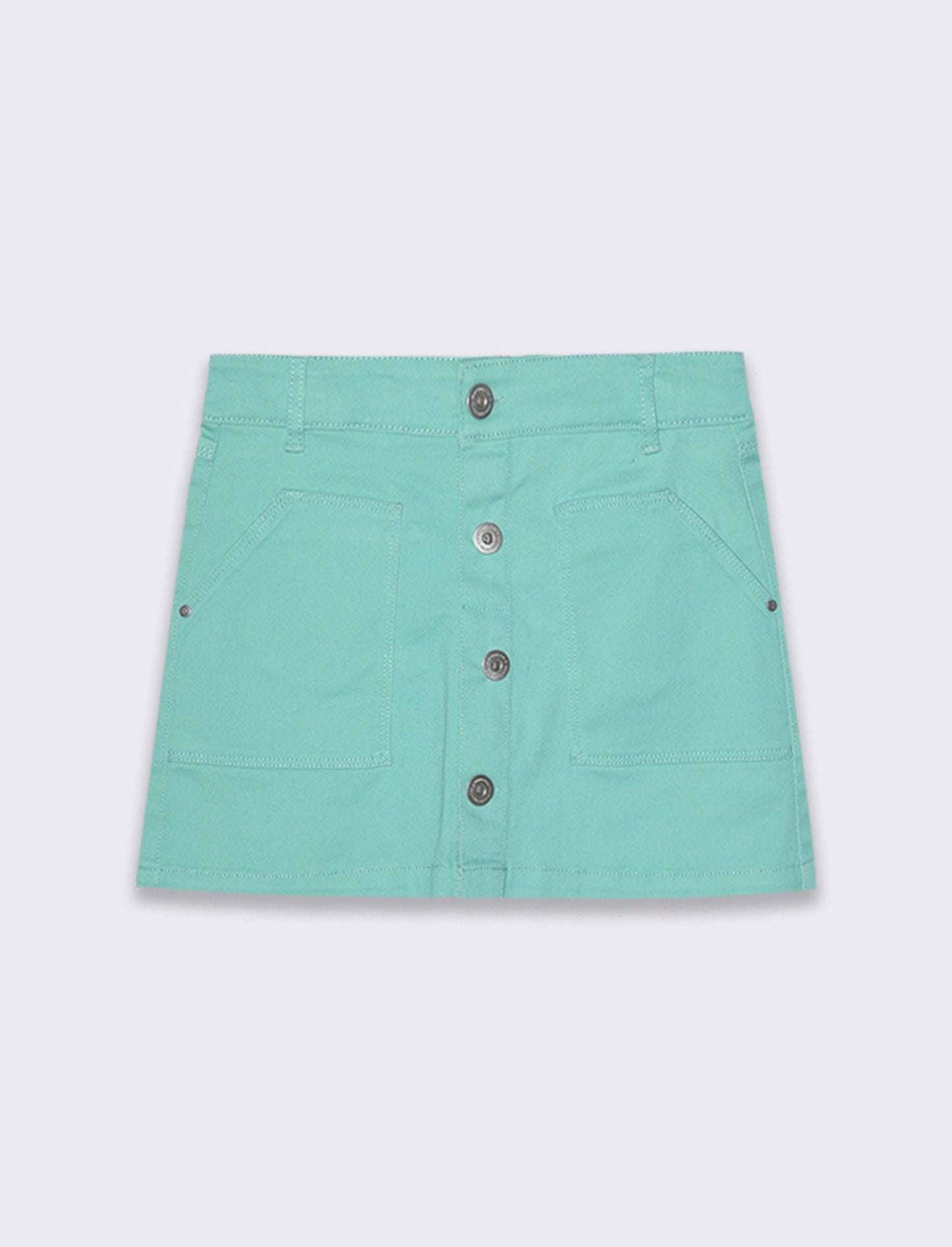 Gonna in twill di cotone elastico da bambina - Verde acqua