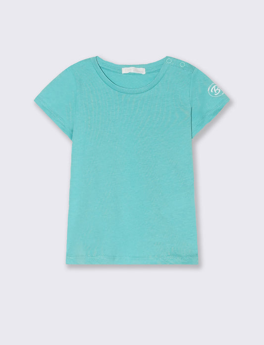 T-shirt basica mezza manica da neonato - Verde acqua