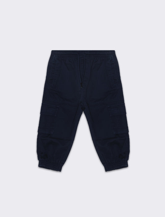 Pantalone in cotone elastico da neonato - Blu