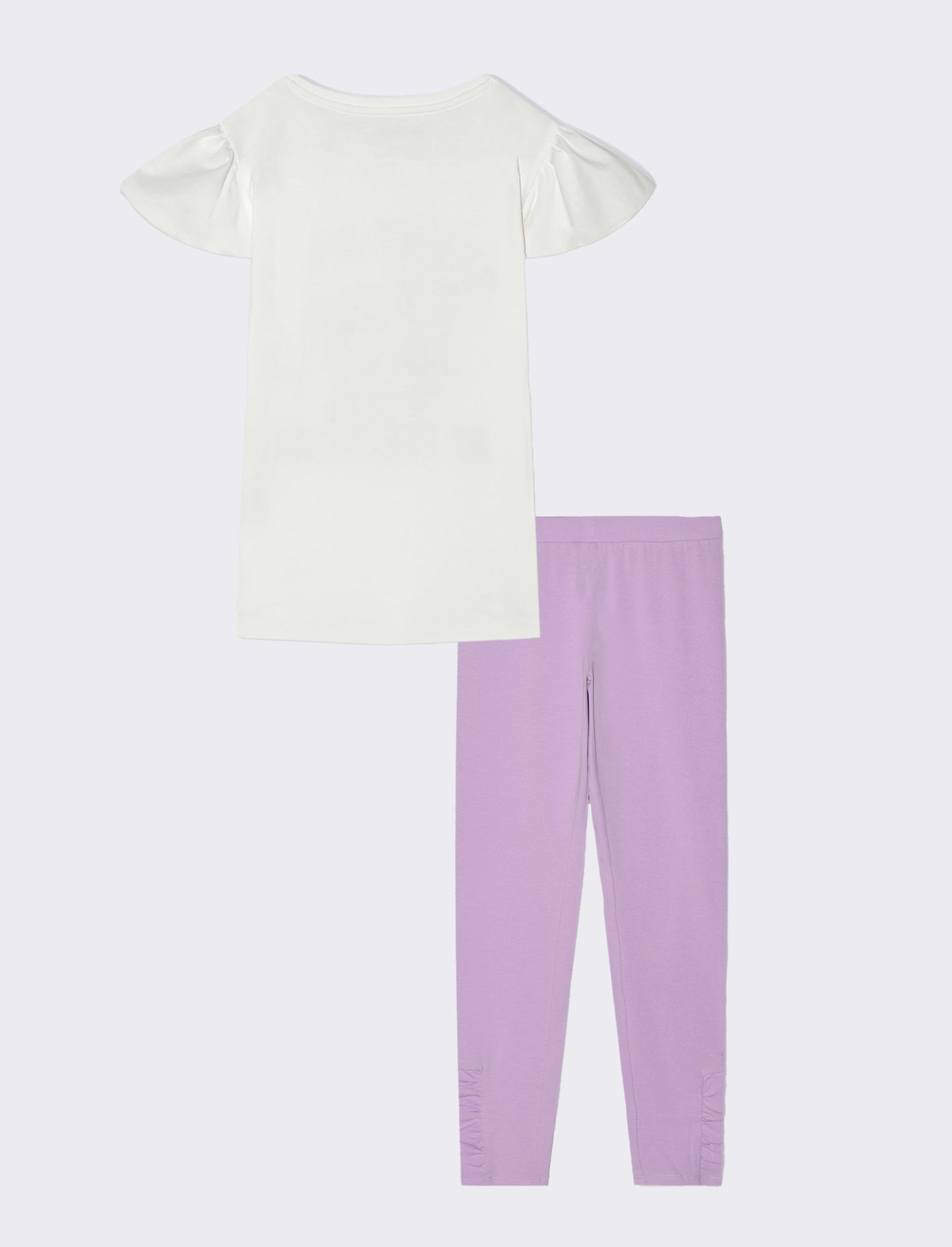 Completo t-shirt e leggings in cotone da bambina - Bianco